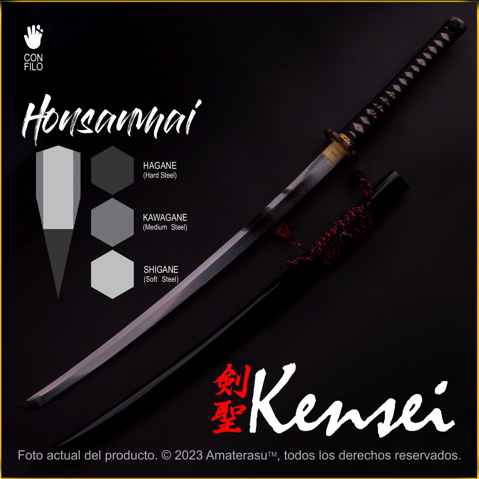 rairyu_honsanmai_kensei Katana Kensei Rairyu