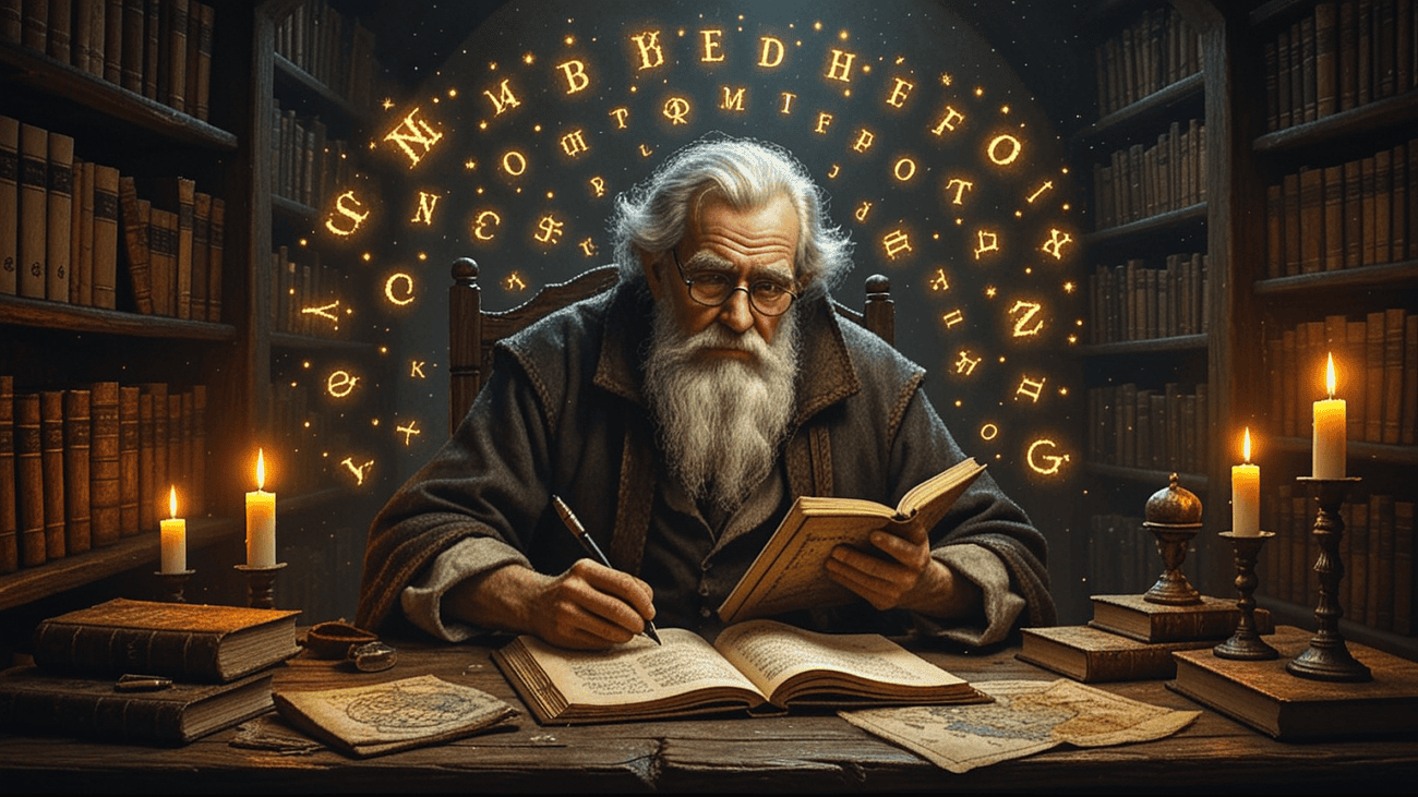 Ilustración conceptual de la creación de un lenguaje y una mitología élfica para el Señor de los Anillos