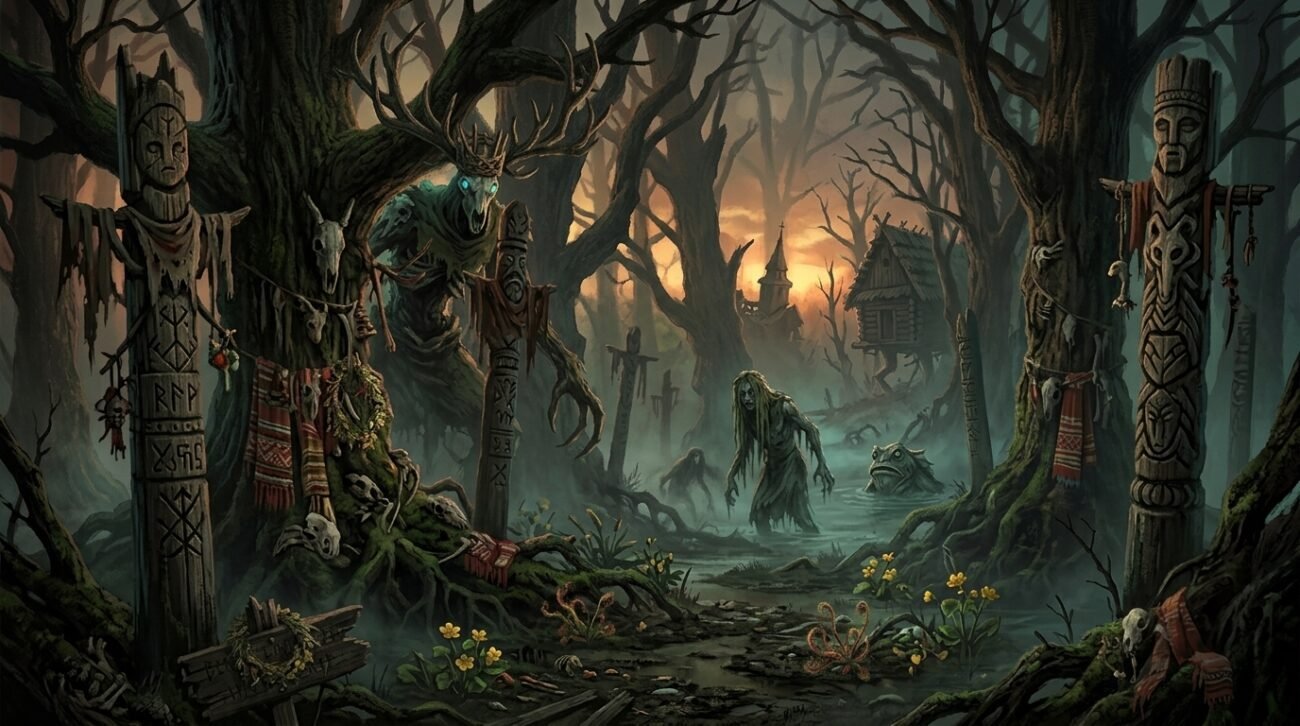 Witcher Ilustración conceptual del folklore eslavo que inspiró el mundo
